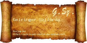 Geiringer Szilárda névjegykártya